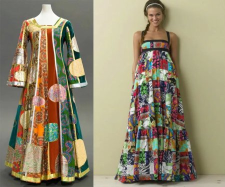 Платья пэчворк в русском стиле