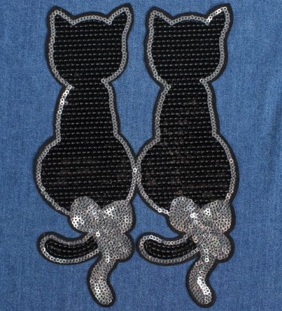 Термоаппликация с пайетками "коты", 14,5 х 21,5см цвет чёрный