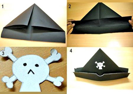 Треуголка пирата из бумаги