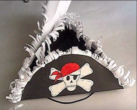 Шапка треуголка Пиратская из бумаги
