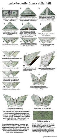 Как сделать бабочку из купюры схема пошагово