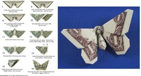 Оригами из купюры схемы пошагово