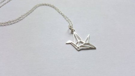 Подвеска Журавлик оригами серебро