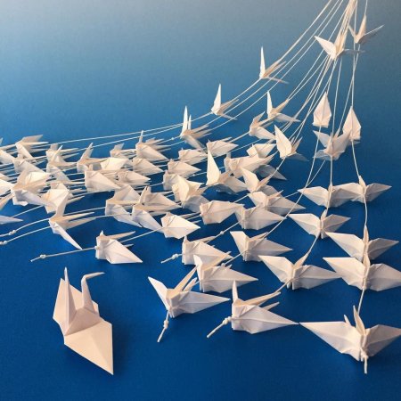 Оригами белый Журавлик