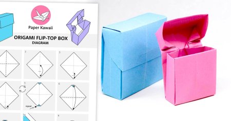 Origami Flip Top Box diagram