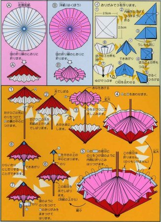 Оригами зонтик из бумаги